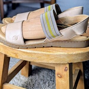 Born Women's Beige and Yellow Parson Leather Sandals Sz:10 Boho PrairieCore